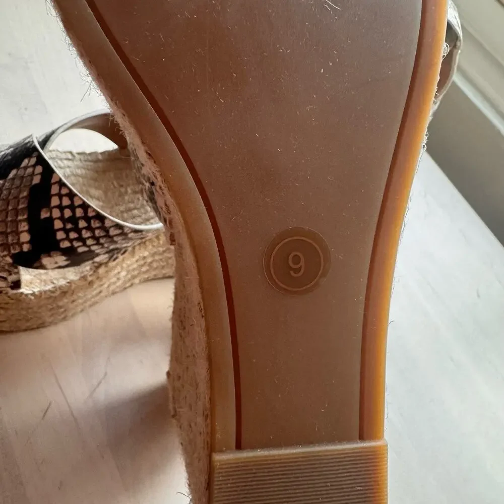 Tory Burch Snake Embossed Leather Espadrille Flats Women’s Size 9